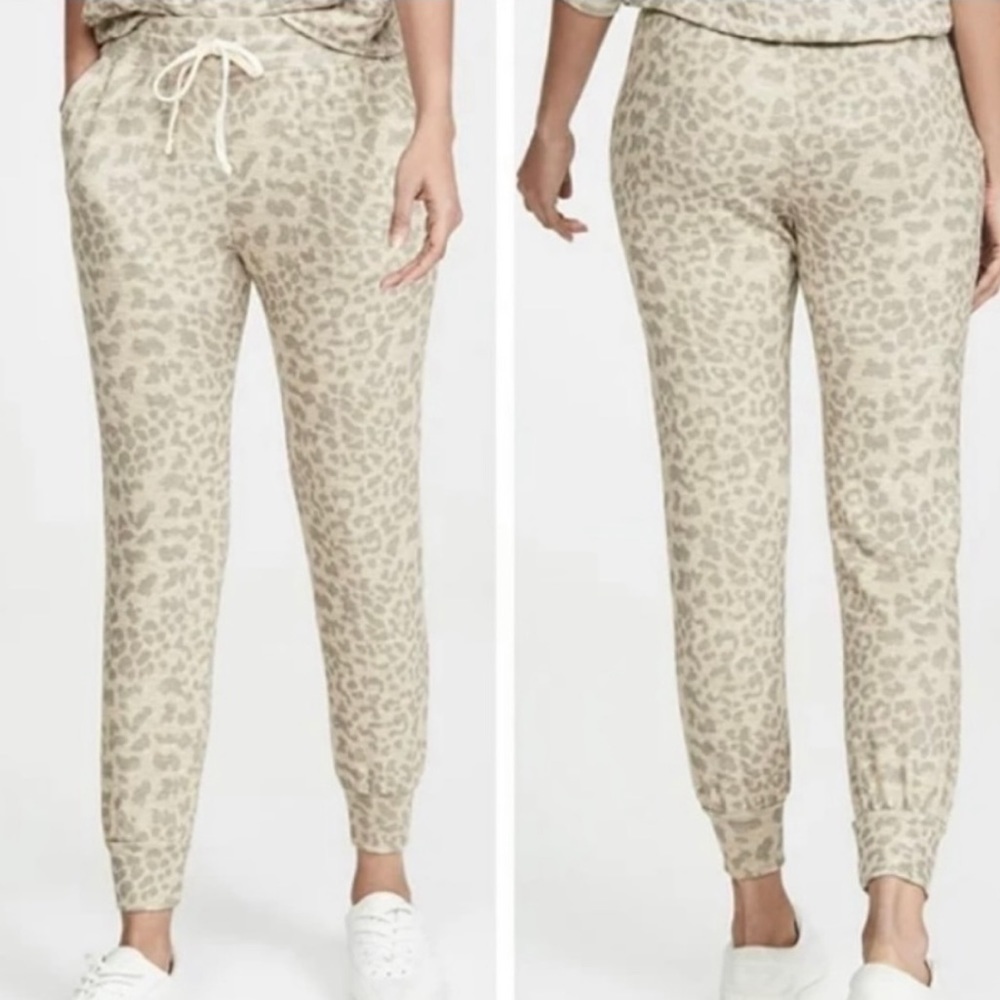 NWT Sundry Jogger Cream Leopard Print High Casual Loungewear Sweatpant XL